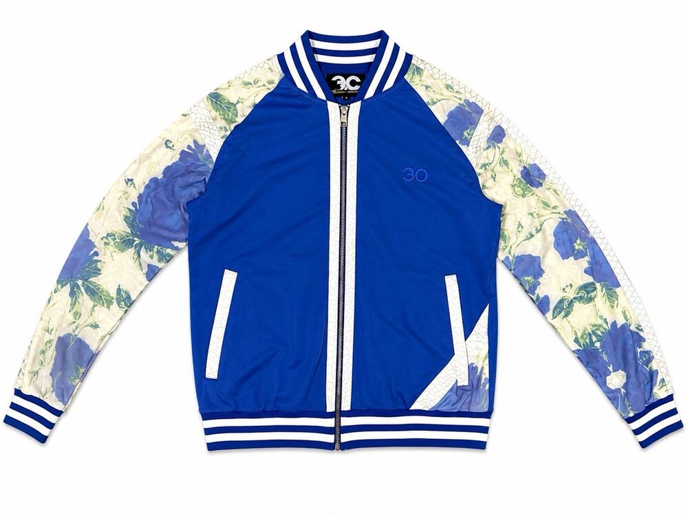 3O Thirty Concepts Blue Floral Bomber Jacket Full Zip Men’s Size XL Streetwear